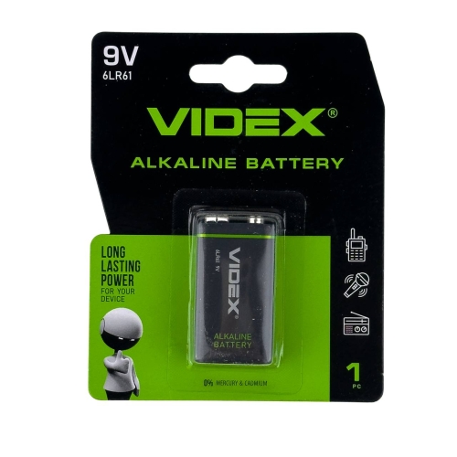 Батарейка крона Videx Alkaline 6LR61 лужна