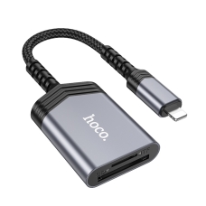 Кардридер HOCO UA25 2-in-1 card reader iP Metal Gray new