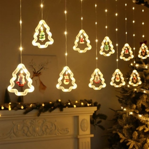 Світлодіодна гірлянда-завіса прозорий дріт Фігурки в ялинці 10 LED Magic Lights 3 х 0.6 м теплий білий