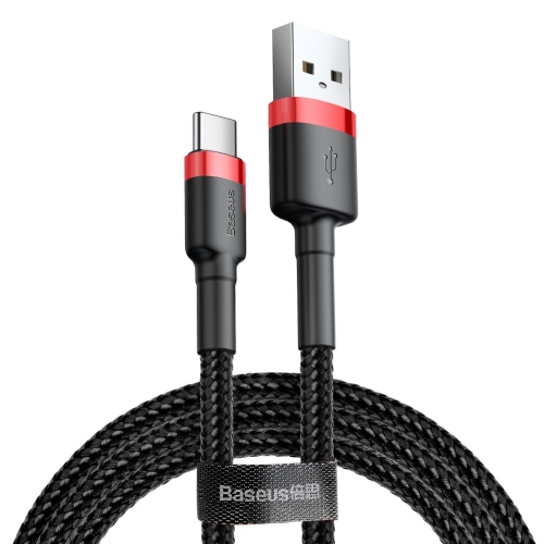 Кабель USB/Type-C 0.5 м Baseus Cafule 3 А чорний з червоним