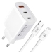 Зарядний пристрій з кабелем 2хType-C+USB/Apple Lightning 1 м XO L117 45 W білий Зарядний пристрій з кабелем 2хType-C+USB/Apple Lightning 1 м XO L117 45 W білий