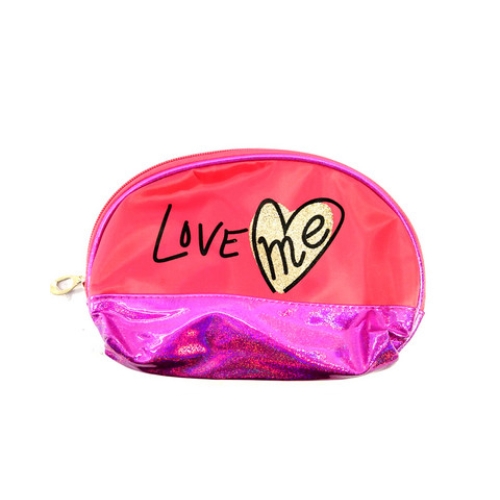 / Косметичка полукруглая Love me комбинированая 23*12*6,5см фиол,малин,пудра,тиффани