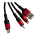 Кабель 3в1 USB/Apple Lightning+Type-C+microUSB 1 м Hoco X26 Xpress чорний з червоним Кабель 3в1 USB/Apple Lightning+Type-C+microUSB 1 м Hoco X26 Xpress чорний з червоним