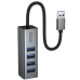 USB-хаб зовнішній 4 порти Hoco HB1B 0.2 м сріблястий USB-хаб зовнішній 4 порти Hoco HB1B 0.2 м сріблястий