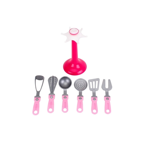 Дитячий ігровий набір 7в1 Кухонне приладдя Technok Toys 6726 Cookware зі стійкою