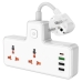 Мережевий фільтр-подовжувач 2 розетки HOCO AC12A 3хUSB/Type C 10 А 0.85 м білий