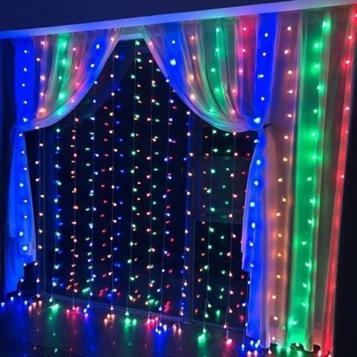 / Світлодіодна гірлянда завіса-водоспад прозорий дріт 2.5 м х 2.5 м Euro Led 320 LED 8 режимів мульти