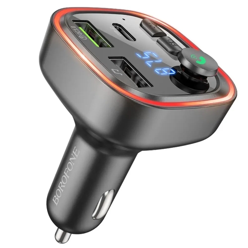FM-трансмітер модулятор BOROFONE BC48 Broad Bluetooth USB+Type-C з дисплеєм чорний