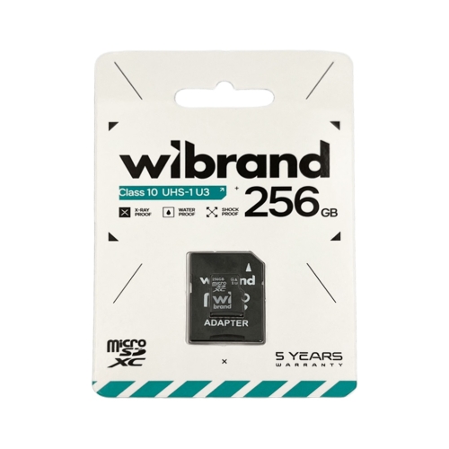 Карта пам'яті 256 GВ Wibrand МicroSDXC UHS-I (U3) Сlass 10 з адаптером чорний