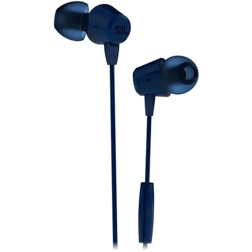 Навушники дротові вакуумні JBL C50HI AUX з мікрофоном синій