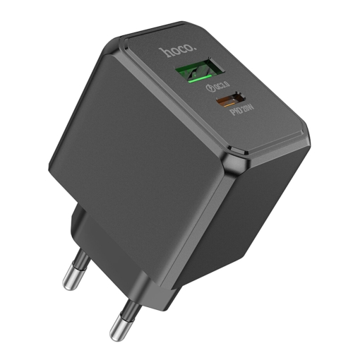 Зарядний блок живлення Type-C+USB HOCO CS14A Ocean 20 W 12 V 1.67 A чорний