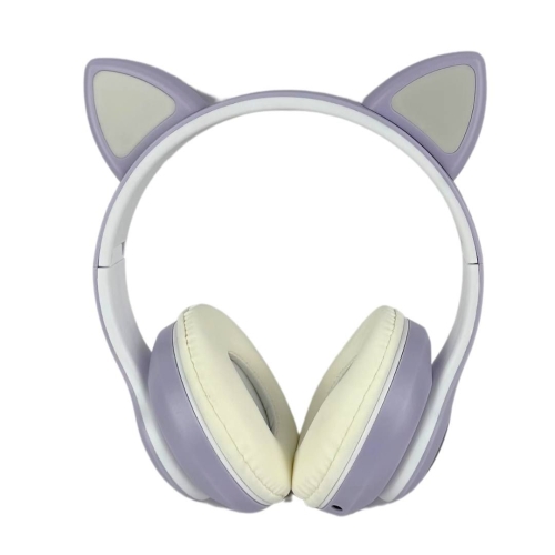Навушники дитячі бездротові накладні CAT STN-28 LED MP3 Bluetooth з вушками фіолетовий