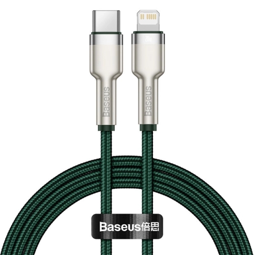 Кабель Type-C/Apple Lightning 1 м Baseus Cafule Series Metal 20 Вт зелений
