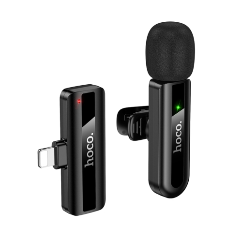 Мікрофон конденсаторний петличний HOCO L20 Fair Apple Lightning для смартфона Bluetooth чорний