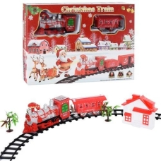 Залізниця з колією та станцією Christmas Train 820-1 звукові та світлові ефекти 101 см червоний
