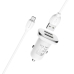 Автомобільний зарядний пристрій з кабелем 2xUSB/micro-USB BOROFONE BZ12 Lasting 12 W білий