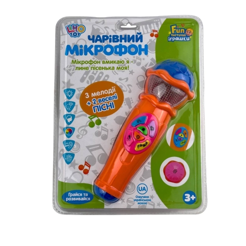 Мікрофон 7043 UA (72шт) 19см, 3 мелодії, пісня помаранчевий new