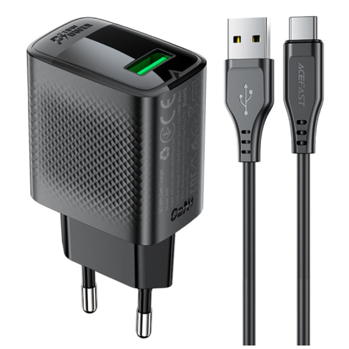 Зарядний пристрій з кабелем USB/Type-C 1 м Acefast A90 18 W 2 А 9 V чорний
