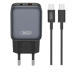 Зарядний пристрій з кабелем USB+Type-C/Type-C 1 м XO L156 30 W 3 A чорний Зарядний пристрій з кабелем USB+Type-C/Type-C 1 м XO L156 30 W 3 A чорний