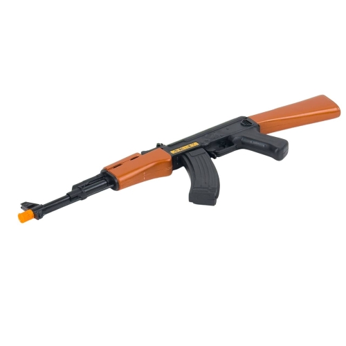 Дитячий автомат AK47-1 зі звуковими та світловими ефектами пластикові патрони 63 см чорний з коричневим