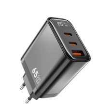 Зарядний блок живлення 2xType-C+USB WiWU Wi-G012 Firefly GaN 65 W 5 V 3 A сірий