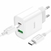 Зарядний пристрій з кабелем Type-C+USB/Type-C 1 м HOCO C80A Plus Rapido 20 W 5 V білий