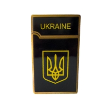 Запальничка газова турбо Україна п'єзоелектричний підпал метал чорний з золотистим