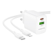 Зарядний пристрій з кабелем USB+Tурe-C/Apple Lightning 1 м BOROFONE ВN29 30 W 2.5 А 12 V білий Зарядний пристрій з кабелем USB+Tурe-C/Apple Lightning 1 м BOROFONE ВN29 30 W 2.5 А 12 V білий