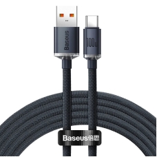Кабель USB/Type-C 2 м Baseus Crystal Shine 100 Вт чорний