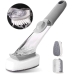 / Багатофункціональна щітка Decontamination wok brush для миття посуду, з ручкою, дозатором для миючого, сірий / Багатофункціональна щітка Decontamination wok brush для миття посуду, з ручкою, дозатором для миючого, сірий