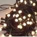 / Світлодіодна гірлянда-нитка чорний дріт 100 LED Xmas матова кругла 6.5 м 8 режимів теплий білий / Світлодіодна гірлянда-нитка чорний дріт 100 LED Xmas матова кругла 6.5 м 8 режимів теплий білий