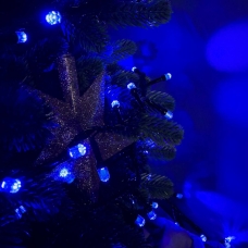 Світлодіодна гірлянда-нитка чорний дріт 300 LED Xmas рубін 13.5 м 8 режимів синій