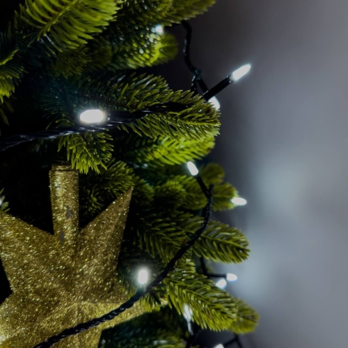 Світлодіодна гірлянда-нитка чорний дріт 400 LED Xmas свічка матова 20 м 8 режимів білий