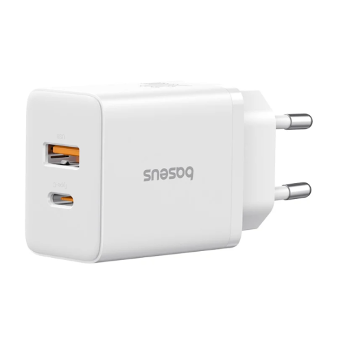 Зарядний блок живлення Type-C+USB Baseus Cube 30 W 12 V 2.5 А білий