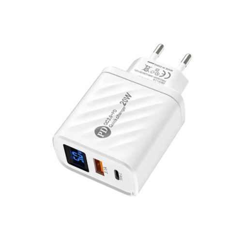 / Зарядний пристрій 220В 3,1А 20Вт QC3.0 USBx1 Type-Cx1 LCD Quick Charger AR-893 new