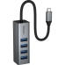 USB-хаб зовнішній 4 порти HOCO HB1C Type-C 0.2 м сірий USB-хаб зовнішній 4 порти HOCO HB1C Type-C 0.2 м сірий