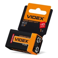 / Батарейка Videx 6F22 9В, сольова, крона