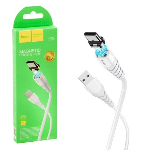 Кабель USB/Type-C 1 м Hoco X63 Racer магнітний 3 А білий