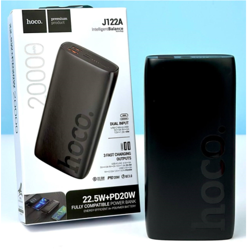 Зовнішній акумулятор HOCO J122A Respect 22.5W+PD20W fully compatible power bank(20000mAh) Black new
