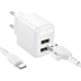 Зарядний пристрій з кабелем 2xUSB/Type-C 1 м BOROFONE BAS41A Potential 12 W 5 V 2 А білий Зарядний пристрій з кабелем 2xUSB/Type-C 1 м BOROFONE BAS41A Potential 12 W 5 V 2 А білий