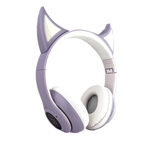 Навушники дитячі бездротові накладні STN-25 LED FM MP3 Bluetooth з вушками фіолетовий