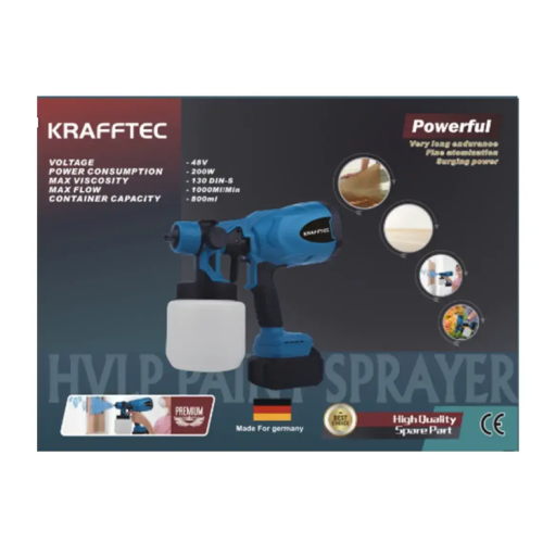 Фарбопульт електричний акумуляторний Krafftec 008837 200 Вт 0.8 л 2-3 мм синій new