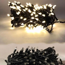 / Світлодіодна гірлянда-нитка чорний дріт 200 LED Xmas 15 м 8 режимів теплий білий