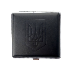 Портсигар P20-UK Герб на 20 сигарет шкірзам чорний