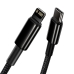 Кабель Type-C/Apple Lightning 2 м Baseus Tungsten 20 Вт чорний