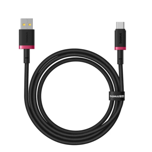 Кабель USB/Type-C 1 м Baseus Dura 60 Вт чорний з червоним