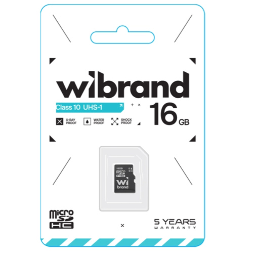 Карта пам'яті 16 GB Wibrand МicroSDНC UHS-I Сlass 10 чорний