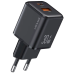 Зарядний блок живлення USB+Type-C Usams US-CC189 30 W 3 А чорний Зарядний блок живлення USB+Type-C Usams US-CC189 30 W 3 А чорний