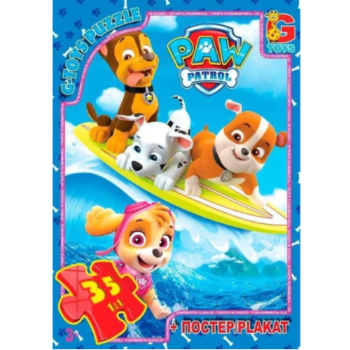 Пазли класичні 35 елементів G-Toys PW0817 Щенячий патруль з постером