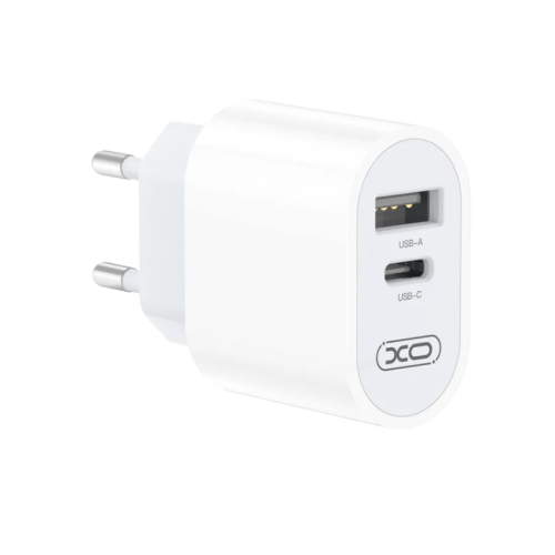 Зарядний блок живлення Type-C+USB XO L97 12 W 2.4 A білий